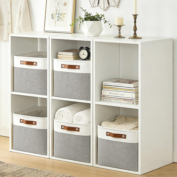 Large Fabric Storage Bins for Shelves 3 Pack Grey and White