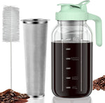 Heavy Duty Glass Mason Pitcher with Spout Lid and Stainless Steel Filter