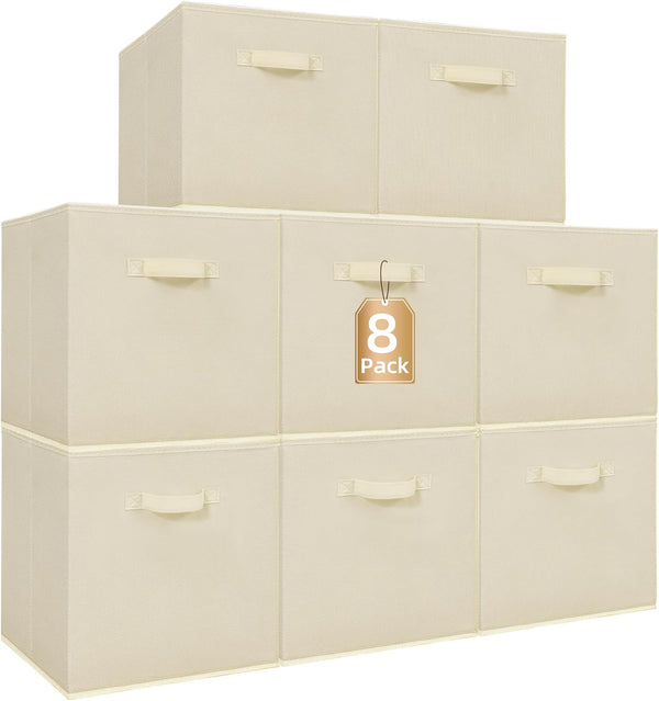 Storage Cubes for Organization and Closet Use, 6 Pack Fabric Foldable Collapsible Bins with Handles
