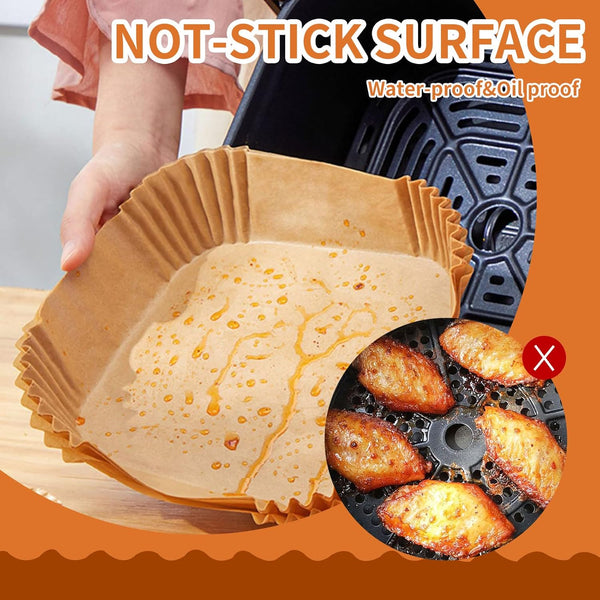 Air Fryer Disposable Paper Liner, Rectangular for Ninja 2-Basket Air Fryer, Natural Non-stick Parchment Paper Liner, 8.6x5.5 inch 125Pcs Rectangle Parchment Paper liners for DZ201, DZ401, FG551