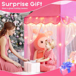 Monobeach Princess Tent Large Playhouse Kids Castle with Star Lights for Indoor and Outdoor Play, 55'' x 53''