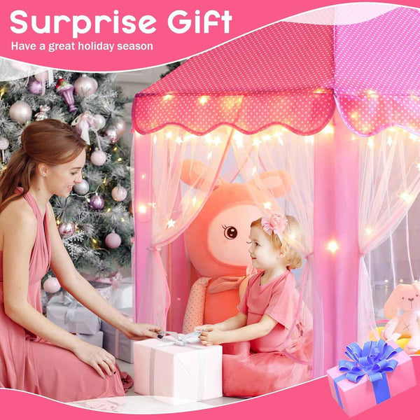 Monobeach Princess Tent Large Playhouse Kids Castle with Star Lights for Indoor and Outdoor Play, 55'' x 53''