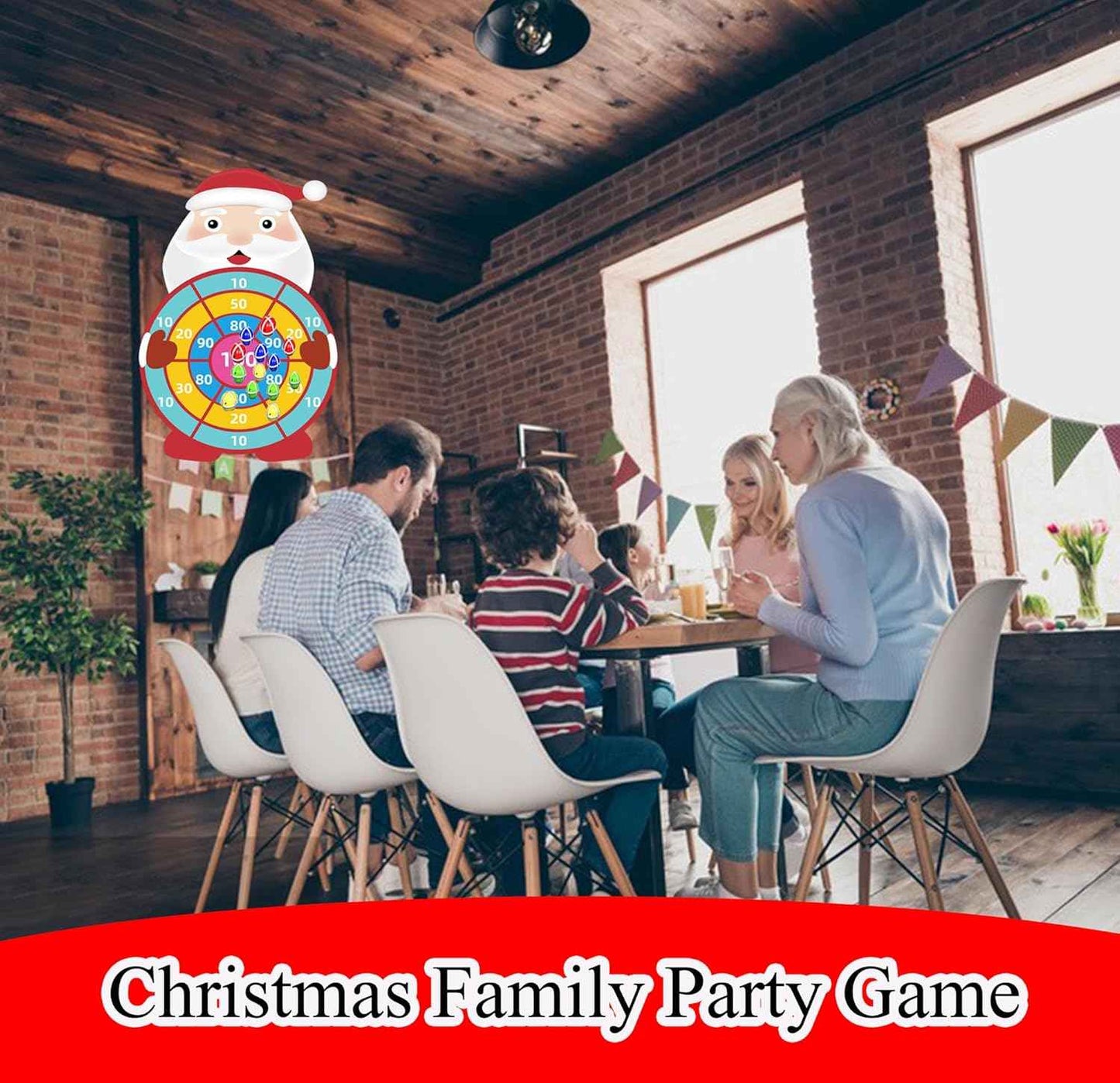 30” Christmas Games Toys Gifts for Kids, Large Santa Claus Dart Board Game, Christmas Party Supplies Indoor Outdoor Decor, Xmas Birthday Gifts for Boys Girls, Kids Party Favors Stocking Stuffers