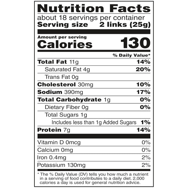 Duke's Pork Hot & Spicy Smoked Shorty Sausages, 16 oz, Gluten-Free Meat Snack