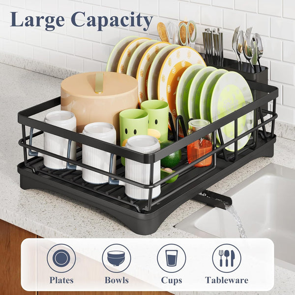 Large capacity dish drying rack with rust resistant material
