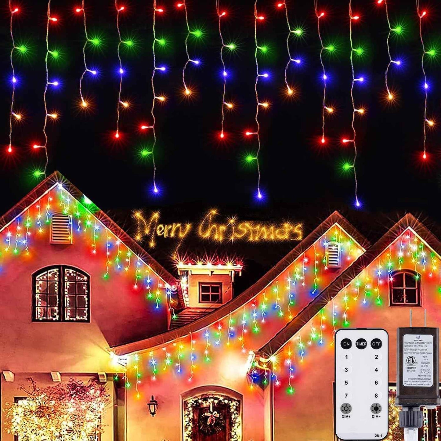 Brightown 40FT Warm White Icicle Christmas Lights, 432 LED Outdoor Waterproof String Lights with 81 Drops, 8 Modes, Timer, Connectable, Remote Included