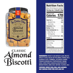 La Dolce Vita Classic Almond Italian Biscotti Cookie Snacks with Whole Almonds, 40 oz. Jar, 30 Servings (Pack of 1)