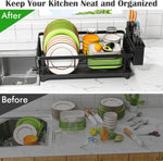 Space-Saving Dish Drying Rack for Kitchen Counters, Black
