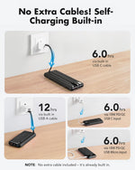 charmast 20000mAh Portable Charger with Built in Cables, 22.5W Travel Power Bank Fast Charging, USB C Cell Phone Battery Pack for iPhone 16/15/14/13/12/11 Series, iPad, Samsung, Android, Tablet