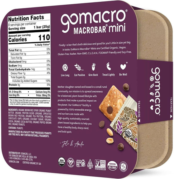 Organic Peanut Butter Chocolate Chip Mini MacroBars 8 Pack