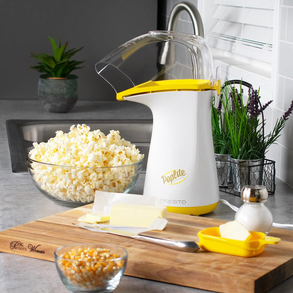 Presto PopLite Hot Air Popcorn Popper, 18 Cups, Yellow