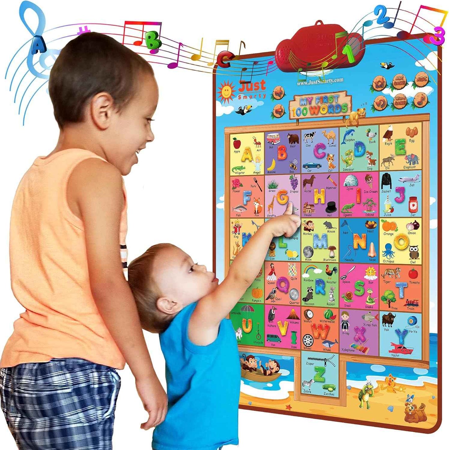 Just Smarty Alphabet Wall Chart for Toddlers 1-3 | ABCs & 123s Kids Learning Toy | Educational Gift for Infant Ages 1 2 3 4 5 | Speech Therapy for Kids 1-3 | Autism Toys for Toddlers 3-4