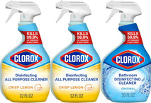 Clorox Disinfecting All-Purpose Cleaner 32 Oz and Bathroom Cleaner, Household Essentials, 30 Oz, Pack of 3