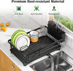 Space-Saving Dish Drying Rack for Kitchen Counters, Black