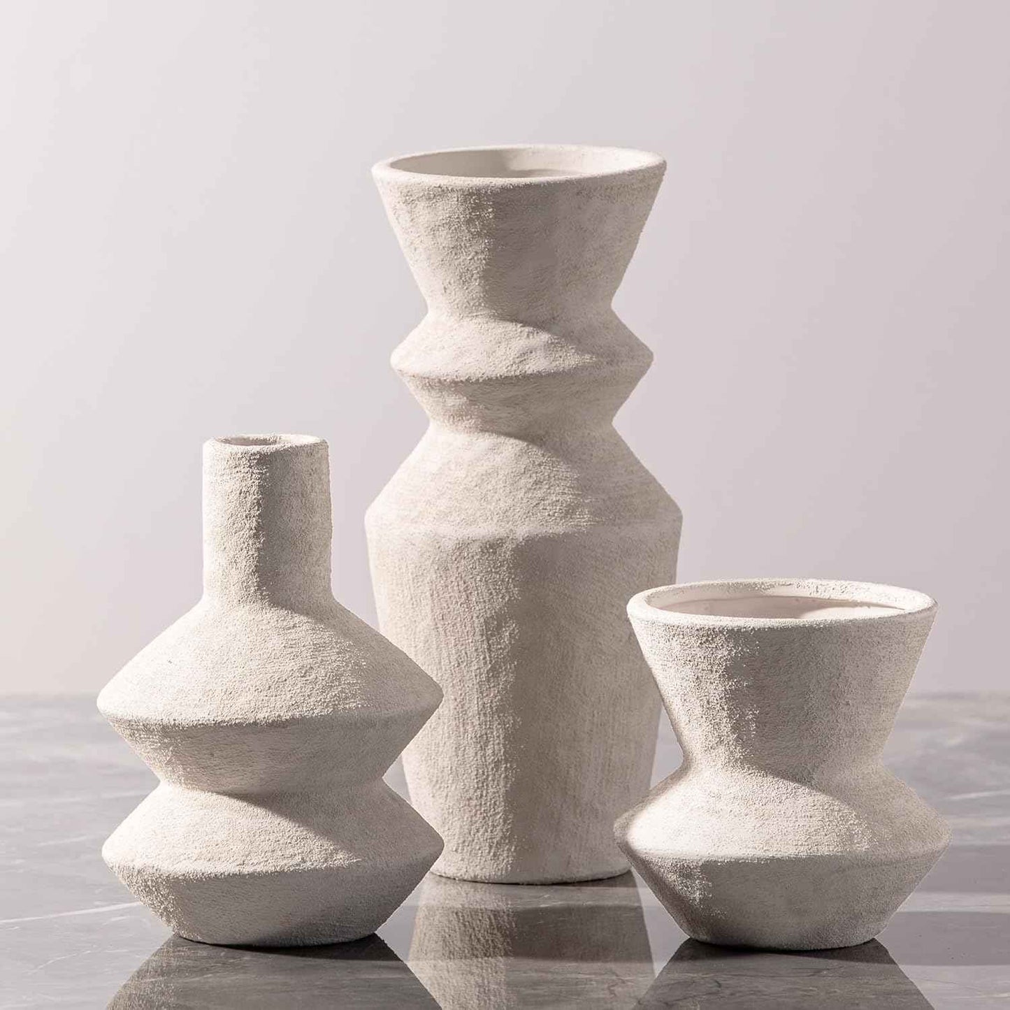 Ceramic Vase Home Table Decor - White Flower Vase Set of 3 Living Room Kitchen Decorations Farmhouse Modern Rustic Vases Decorative Centerpiece for Shelf Bedroom Office Bathroom Dining Coffee Desk