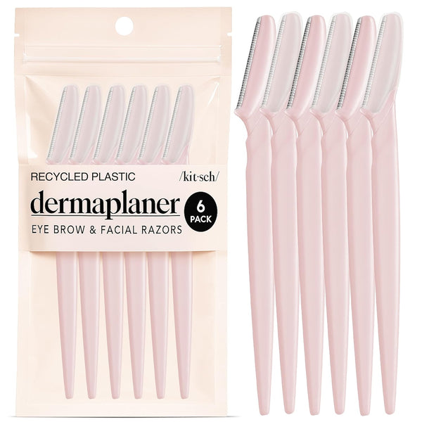 kitsch dermaplane razor for women face - black, 12 pc set - exfoliating facial razor for smoother skin