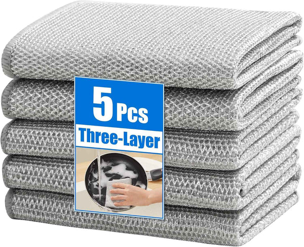 JOYMOOP 18 Pack Microfiber Cleaning Cloth, Kitchen Towels for Dish Drying Washing, Absorbent Streak Free Lint Free Rags for Cleaning, Reusable and Washable Towels - 10" x 10"
