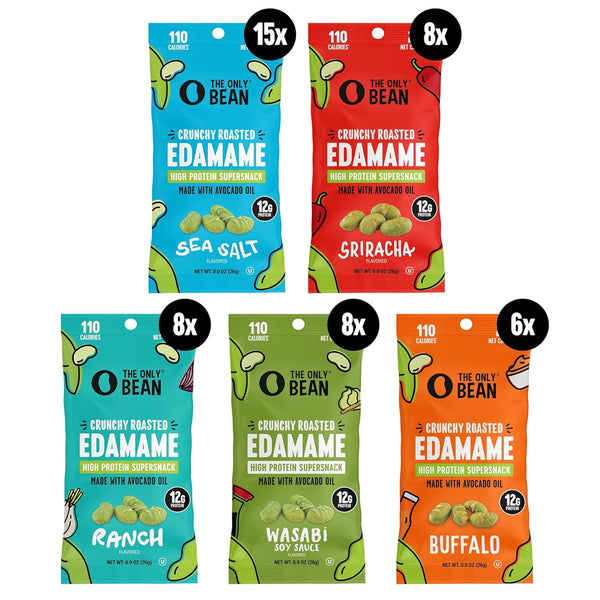 High protein edamame bean snacks, low carb and gluten free, vegan and keto friendly