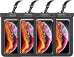 4 Pack 8.5“ Waterproof Cell Phone Pouch - Underwater Dry Bag Case Lanyard -Water Proof Clear Holder Protector for iPhone 17 16 Pro Max Plus Air Samsung Galaxy S25 Ultra Note for Beach Swimming