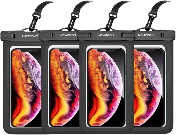 4 Pack 8.5“ Waterproof Cell Phone Pouch - Underwater Dry Bag Case Lanyard -Water Proof Clear Holder Protector for iPhone 17 16 Pro Max Plus Air Samsung Galaxy S25 Ultra Note for Beach Swimming