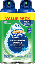 Scrubbing Bubbles Mega Bathroom and Shower Foamer Aerosol, Rainshower Scent, 2-Pack
