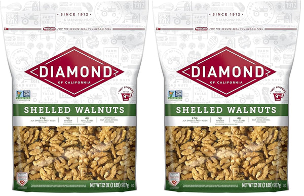 Diamond of California Shelled Walnut Halves and Pieces, 32 oz Raw Walnuts for Baking and Snacking
