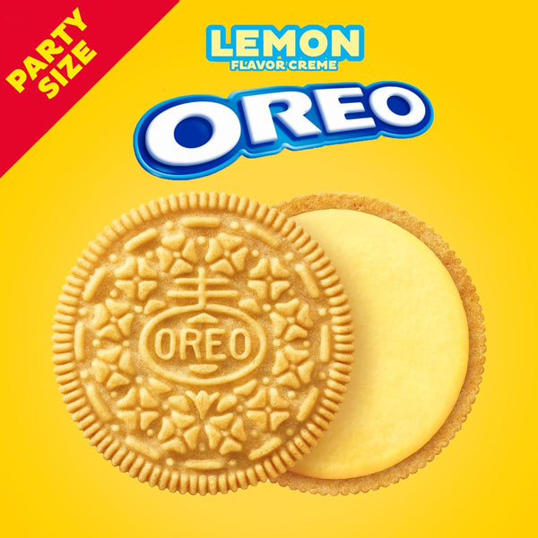 OREO Lemon Creme Sandwich Cookies, Party Size, 8.95 oz packaging