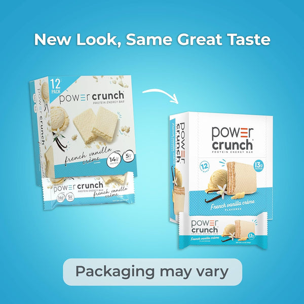 Power Crunch Protein Energy Wafer Bars, French Vanilla Creme, 1.4 Ounce, 12 Count