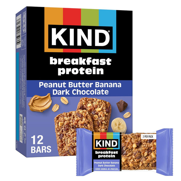 KIND Breakfast Protein Bars, Dark Chocolate Cocoa, Gluten Free, Low Sodium, 6 Count