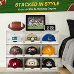 Hat Organizer for Baseball Caps, Clear Storage Box with Drawer and Sliding Tray