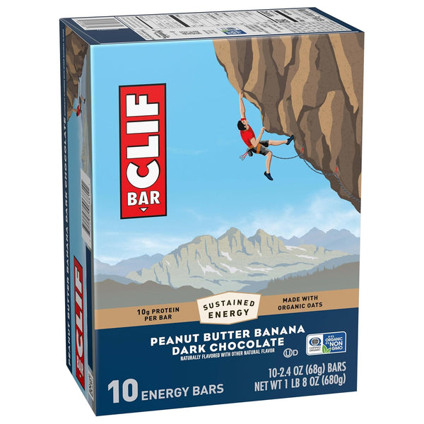 CLIF BAR Energy Protein Bars 10 Pack with Organic Oats and Dark Chocolate