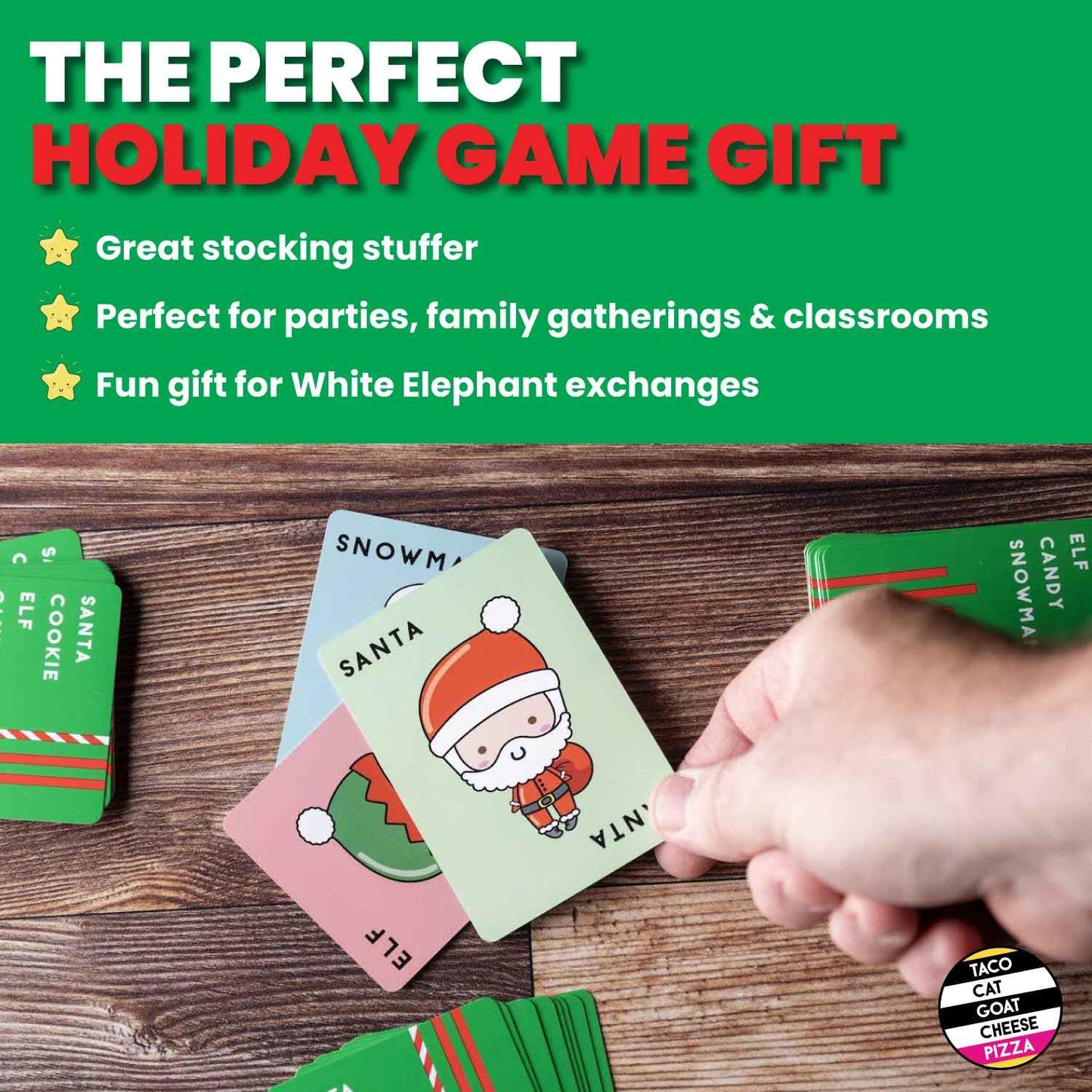 Santa Cookie Elf Candy Snowman Christmas Edition Holiday Card Game by Taco Cat Goat Cheese Pizza | Great for Stockings and White Elephant Gift | Fun for Kids, Teens, Adults, and Families | 2-8 Players