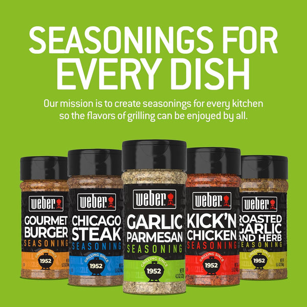 Weber 4.3 oz Garlic Parmesan Seasoning Blend for Vegetables, Pork, Poultry, and Pasta