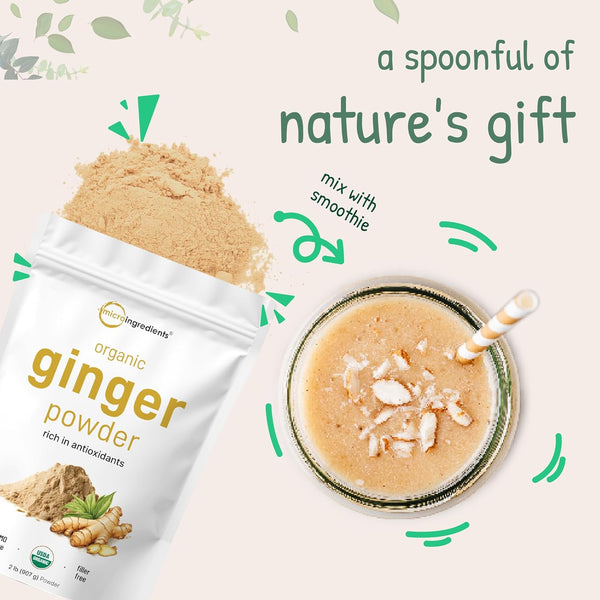 Organic Ginger Powder 2lbs - Premium Spice & Seasoning for Baking, Cooking & Tea