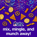 Utz Party Mix snack mix includes corn tortillas, pretzels, and cheese curls, 1.62 pounds, resealable container