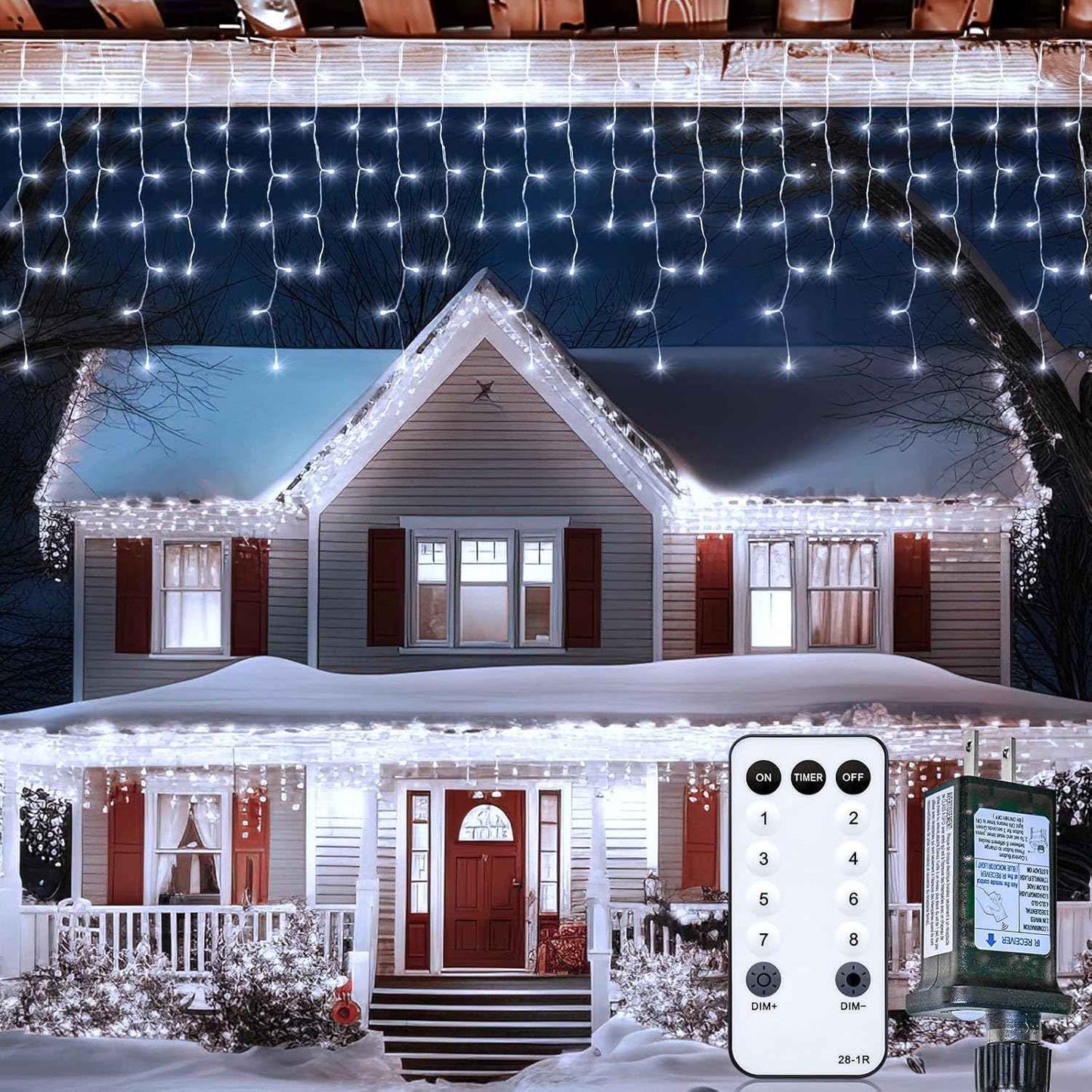 Brightown 40FT Warm White Icicle Christmas Lights, 432 LED Outdoor Waterproof String Lights with 81 Drops, 8 Modes, Timer, Connectable, Remote Included