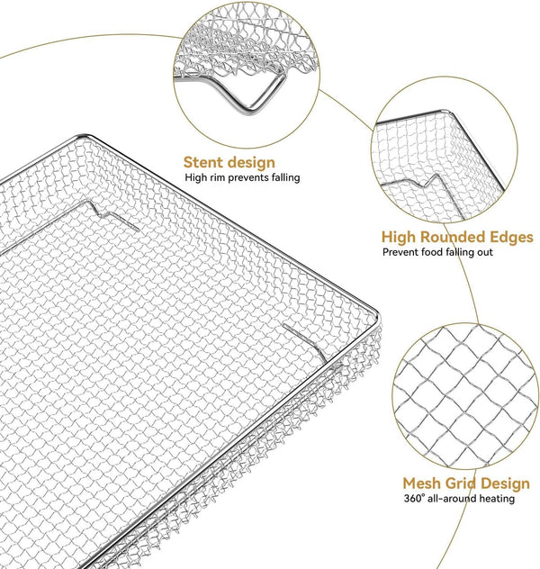 Air Fryer Tray Replacement for Cuisinart TOA-60 TOA-65 TOA-70 Convection Toaster Oven Tray Replacement, 12.4"x11" Steel Baking Pan and Wire Rack Mesh Basket Accessories Parts, NonStick/Dishwasher Safe