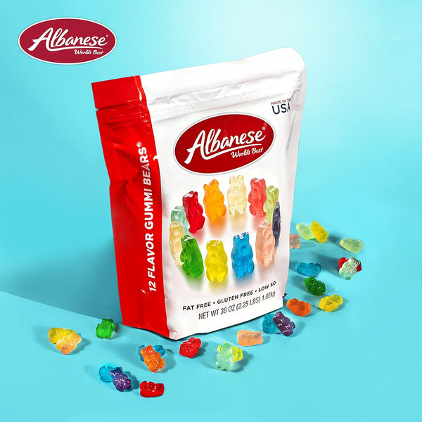 albanese 12 flavor gummi bears, 36oz bulk bag, soft & chewy, gluten-free & allergy friendly