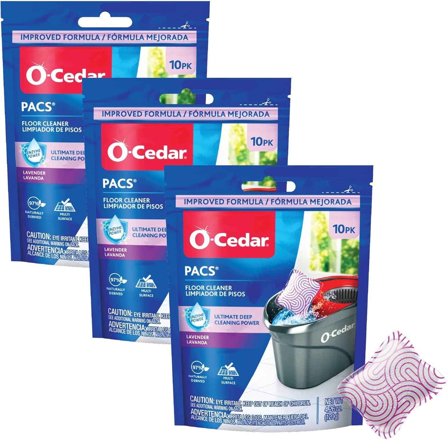 O-Cedar PACS Hard Floor Cleaner, Crisp Citrus Scent 10 Count (1-Pack) | Made with Naturally-Derived Ingredients | Safe to Use on All Hard Floors | Perfect for Mop Buckets