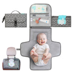Kopi Baby Portable Diaper Changing Pad - Grey, Classic, 7.35 x 11.5 inches, Foldable, Infant Travel Station Kit, Newborn Gift