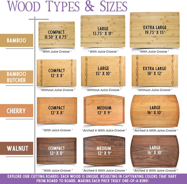 Personalized cutting board made from solid wood with deep laser engraving
