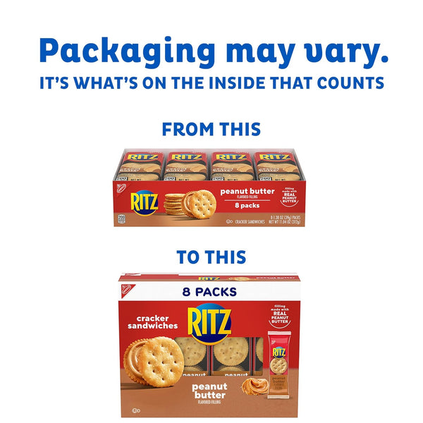 RITZ Peanut Butter Sandwich Crackers, 48 Snack Packs, 6 Boxes, 6 Crackers Per Pack