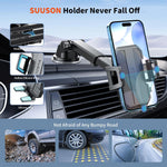 SUUSON Upgraded 3-in-1 Car Phone Holder Mount for Dashboard, Windshield, and Air Vent