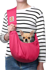 Tomkas Small Dog Sling Carrier - Classic Pocket & Classic Strap - for 3-10 lbs Pets(Black)