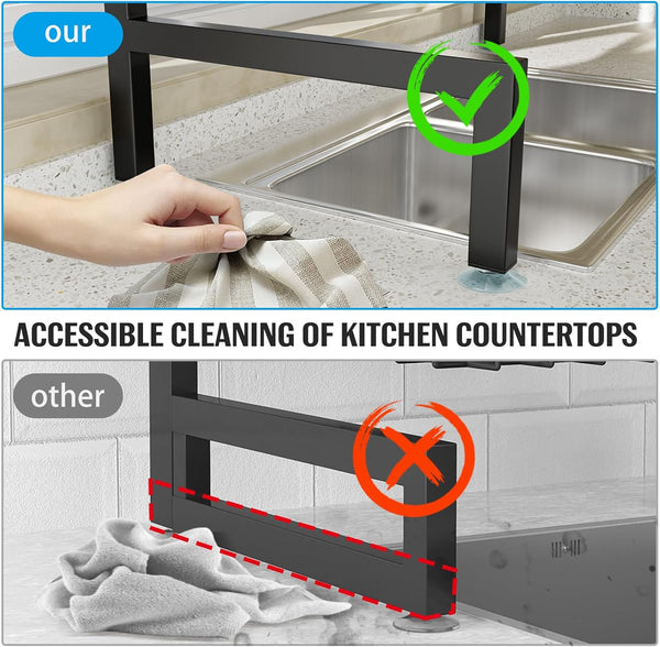 Adjustable 2-Tier Over The Sink Dish Drying Rack for Kitchen