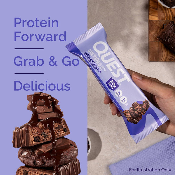 Quest Nutrition Overload Protein Bars, Chocolate Explosion, 12 Count, 20g Protein, 1g Sugar, 3g Net Carbs, Gluten Free
