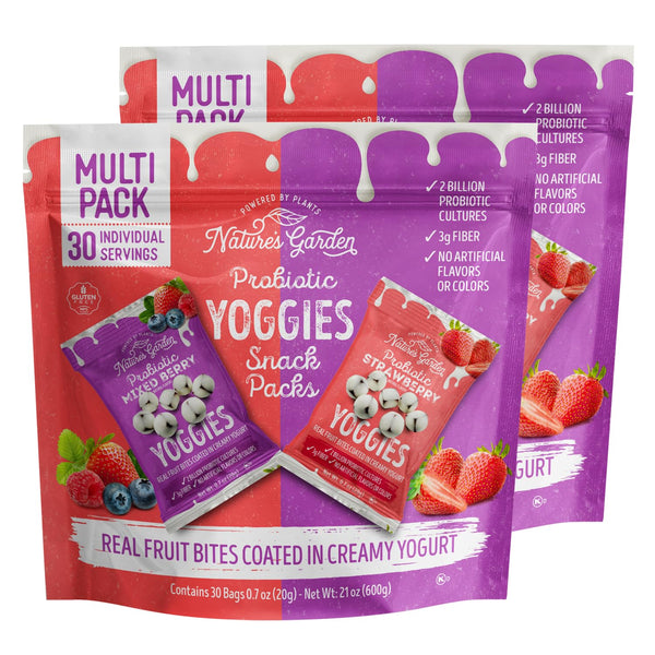 Nature's Garden Probiotic Yoggies Multi Pack, 21oz, High Fiber, Real Fruit Pieces, No Artificial Ingredients
