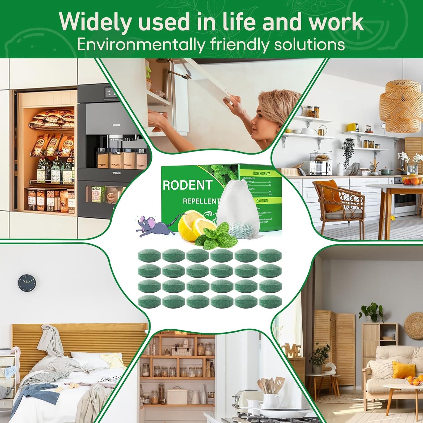 Pest Rodent Repellent, 24 Pack Peppermint Oil for Mice, Mouse, Rats, Spider, Roach, Ant, Bugs, Squirrel, Insect Control Indoor & Outdoor, Natural Deterrent Replace Trap Poisoning Family & Pet Safe