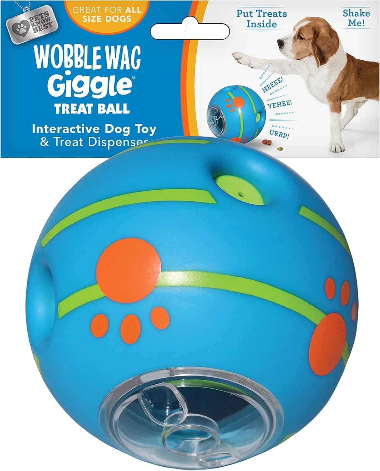 Wobble Wag Giggle Ball | Rolling Enrichment Toy for Fun Playtime, Interactive Play for Indoor or Outdoor, Keeps Dogs & Puppies Large, Medium or Small Busy & Moving, As Seen on TV | Pack of 1