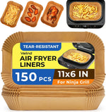Vailnd Rectangle Air Fryer Paper Liners 200Pcs for Ninja DZ201&DZ550 | Bella Slim 4QT&6QT | Cosori | Instant Dual‑basket Air Fryer, Simple Cleanup, Greasy Proof, Disposable Airfryer Sheets 8.6x5.5In